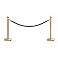 Montour Line Stanchion Post and Rope Kit Sat.Brass, 2 Ball Top1 Black Rope C-Kit-2-SB-BA-1-ER-BK-PB